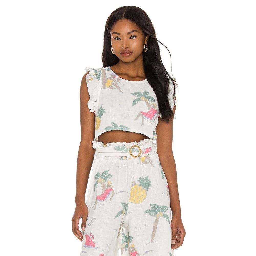 La Coquille Top in Palm Trees print‎
